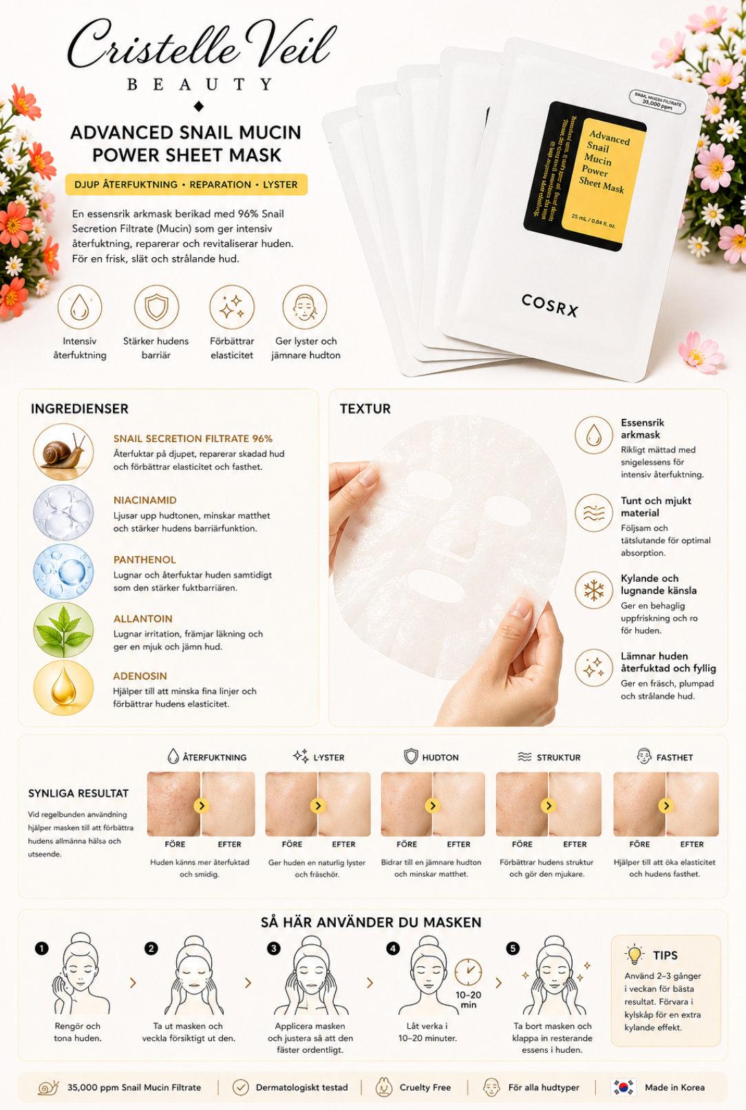 COSRX Advanced Snail Mucin Power Sheet Mask (3-pack)