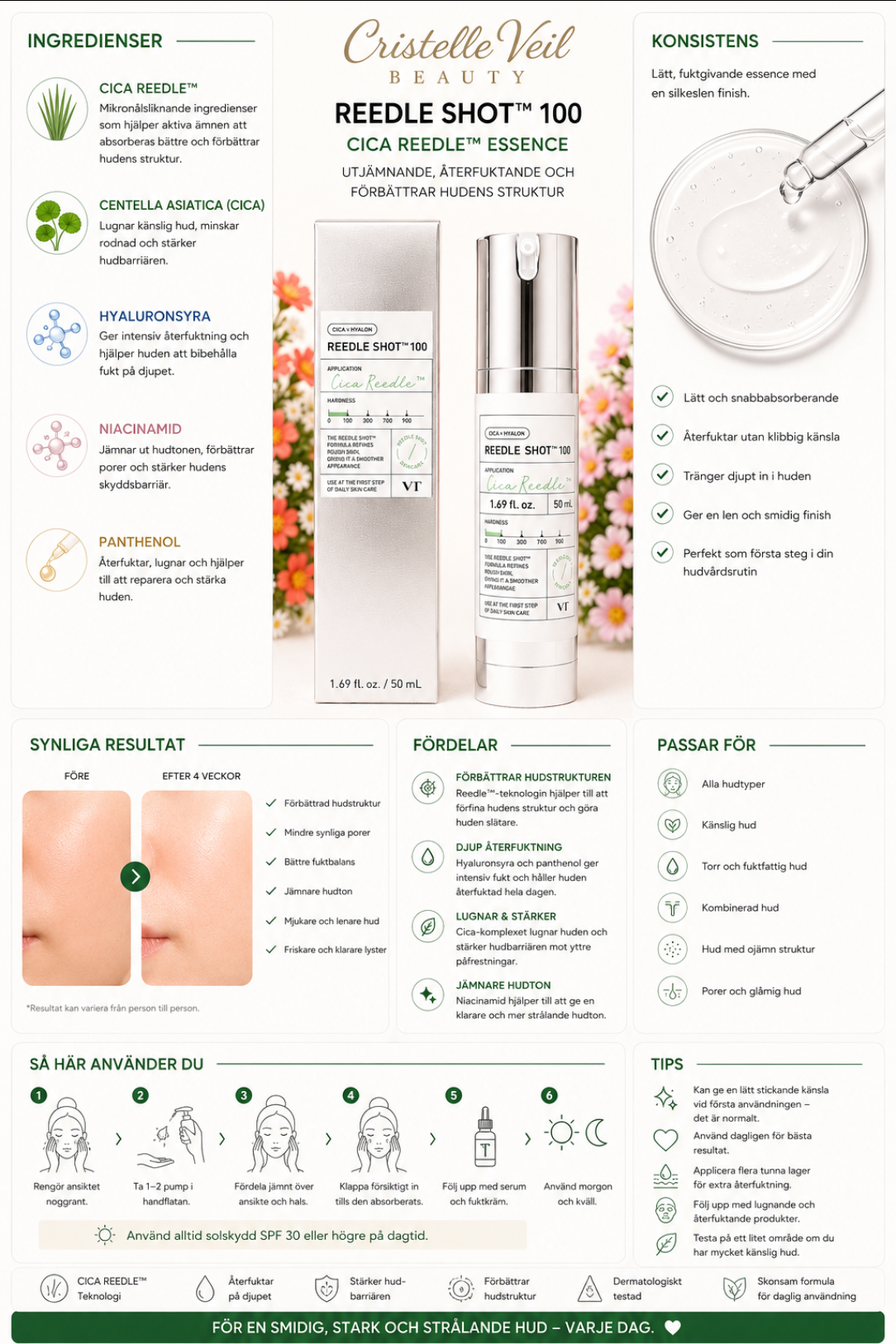 VT Cosmetics Reedle Shot 100 - 50 ml | Viralt koreanskt hudbooster serum