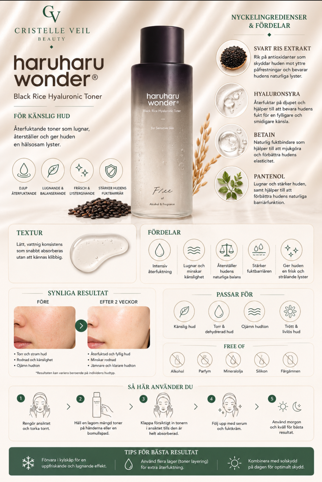 Haruharu Wonder Black Rice Hyaluronic Toner Free of Alcohol & Fragrance