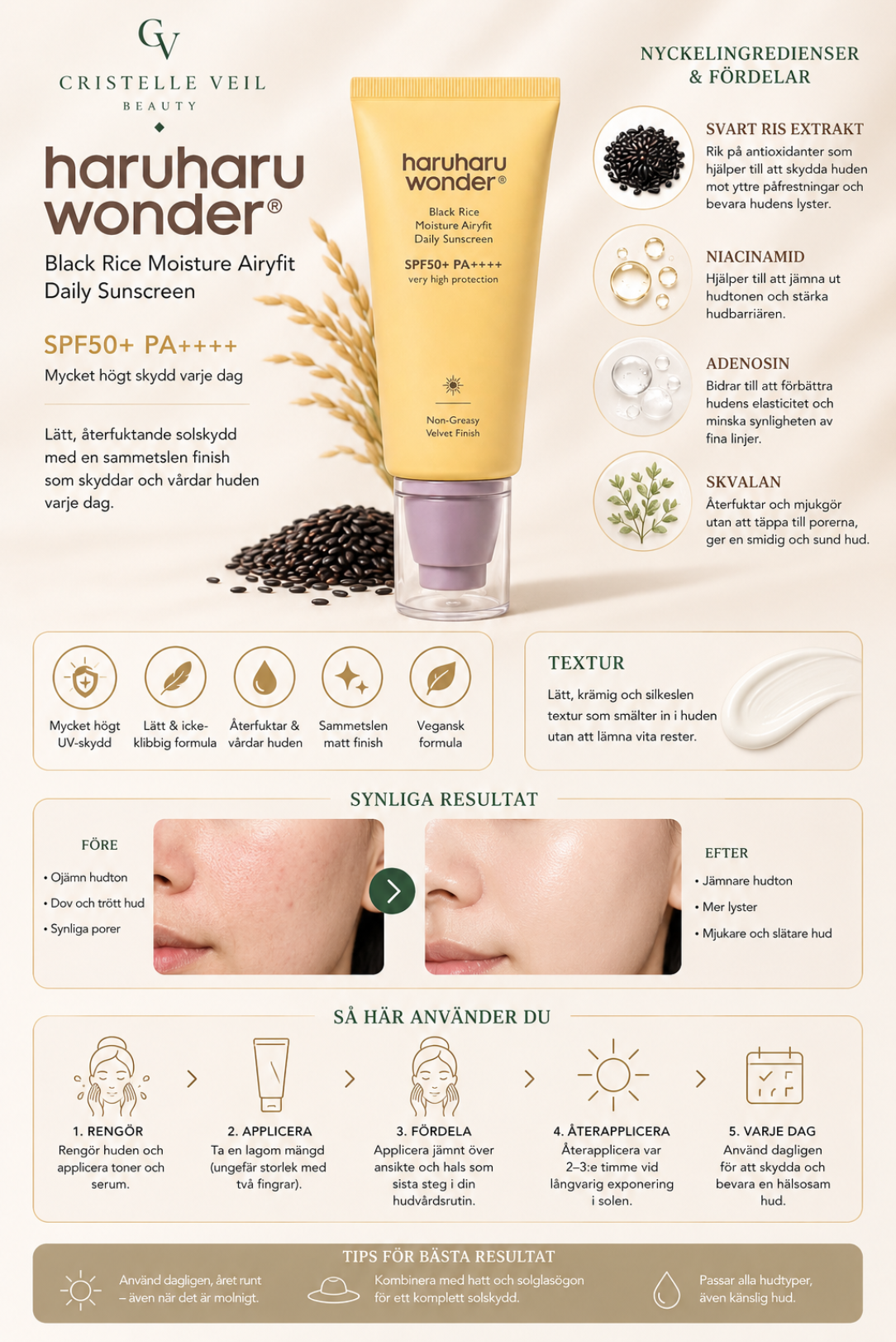Haruharu Wonder Black Rice Moisture Airyfit Daily Sunscreen SPF50+ PA++++